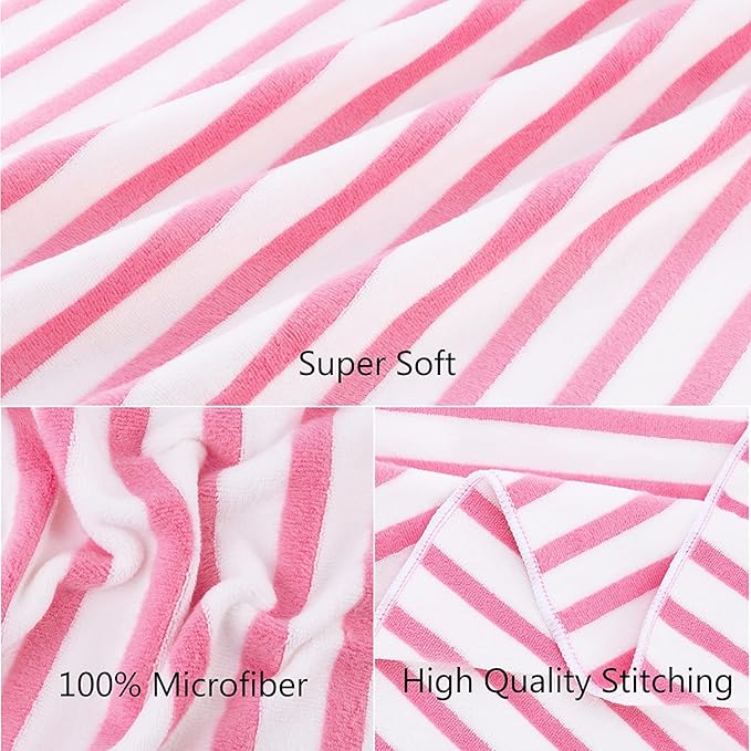 JML Microfiber Beach Towels, Bath Towel Set (4 Pack, 27" x 55") - Extra Large, Soft, Absorbent, Fast Drying, Multipurpose for Hair, Bathroom, Swimming, Fitness, Sport, Yoga -Stripe Pink-FlexoryFit