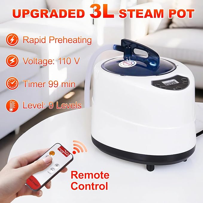 Portable Steam Sauna Box for Home: Full Size Sauna Tent for Personal Spa - Fast Heating Sauna Box with 3L Steamer, Folding Chair, Remote Control, 32" x 32" x 71"
