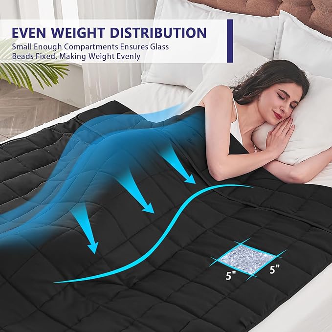 King Size Weighted Blanket for Adults (30 lbs, 80โ x 87โ, Black) Cooling Heavy Blanket for Sleeping Perfect for 290-310 lbs, Breathable Blanket for Adults & Couple All Season, Machine Washable
