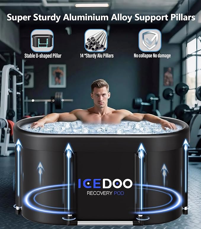 Upgrade XL 139 Gal Large Oval Ice Bath Tub for Athletes,Multiple Layered Portable Outdoor Cold Plunge Tub for Recovery,Cold Plunge for Family - Foldable Bathtubs for Gyms,Indoor,Outdoor use.