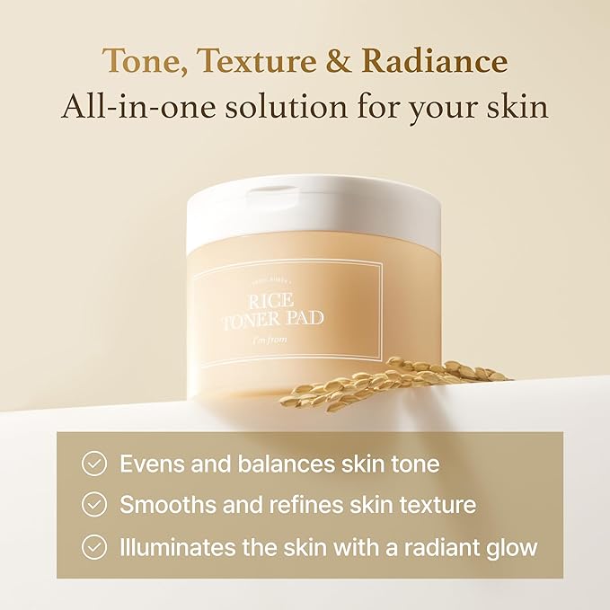 I'm from Rice Toner Pads 140ml, 60 Sheets, Triple-Layered Pads, Rice Extract from Korea, for Dry and Rough Skin-FlexoryFit