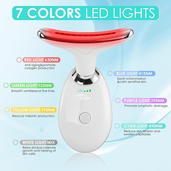 Facial Massager Red-Light-Therapy-for-Face and Neck, Face ๐ฒ culpting Wand with 7 Color (Light White)
