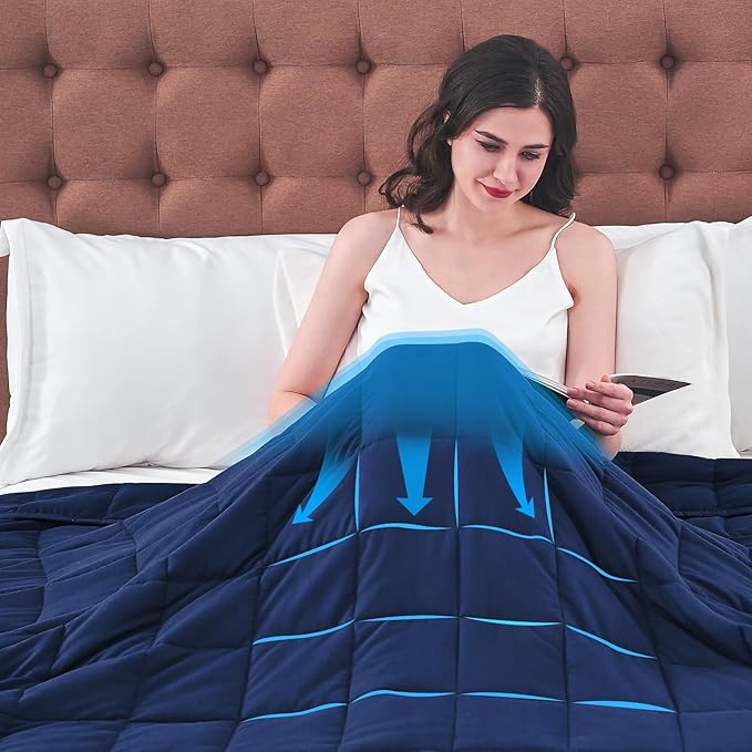 yescool King Size Weighted Blanket for Adults (30 lbs, 80โ x 87โ, Blue) Cooling Heavy Blanket for Sleeping Perfect for 290-310 lbs, Breathable Blanket for Adults & Couple All Season, Machine Washable