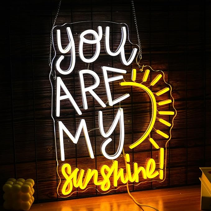 You Are My Sunshine Neon Sign Dimmable Pretty Sunshine Neon Light for Wall Decor USB Powered Sunrise Led Light Up Sign for Wedding Bedroom Lovers Party Celebrate Decor