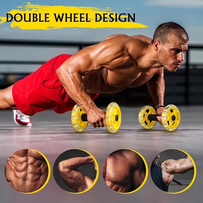 Kisangel Exercise Roller Weight Loss Equipment Exercise Abdominal Roller Ab Exercise Roller Hand Weights Dumbbell Yellow Fitness Exercise Device Fitness Wheel Wire Wheel-FlexoryFit