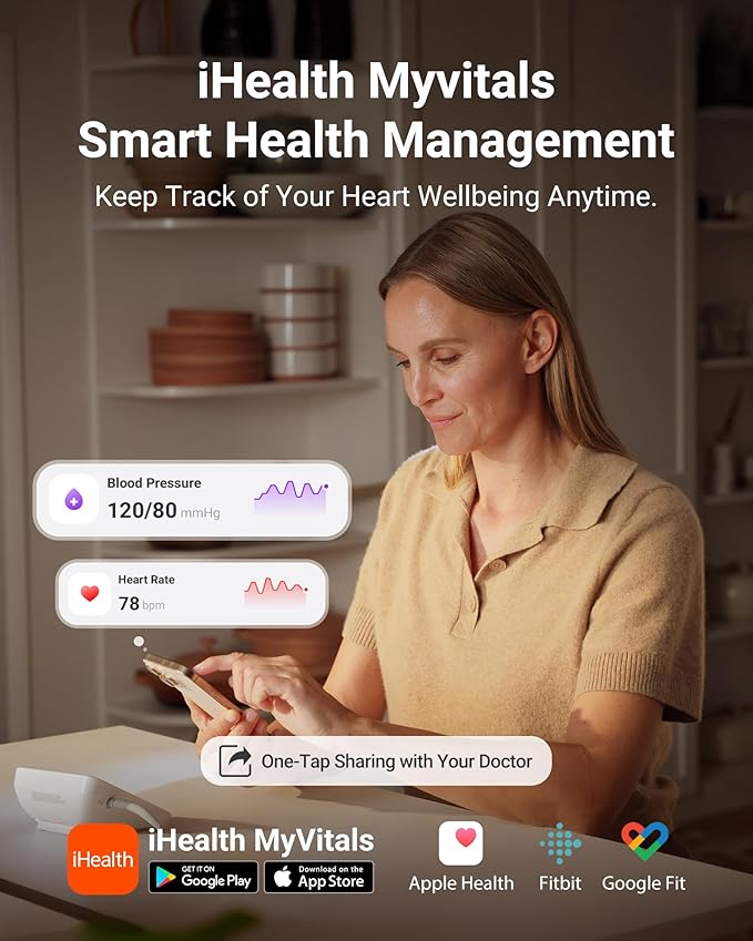 iHealth Accu Luminate Arm Blood Pressure Monitor – 4.5" Large Tri-Color WHO-Based LCD, Clinically Validated Accuracy, Irregular Heartbeat Alert, Bluetooth Cloud Sync, Adjustable Large 8.6"–17" Cuff-FlexoryFit