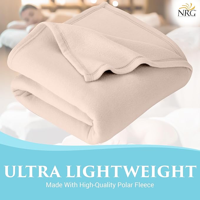 NRG Polar Fleece Blankets Fleece Massage Table Blanket - 60" x 86" - Natural - Ultra Soft, Warm & Comfortable - Lightweight Blanket Perfect for Most Massage Tables - Machine Washable