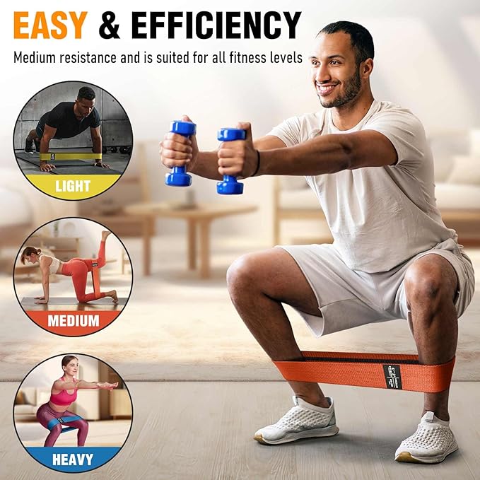 Fabric Resistance Bands for Working Out - Exercise Bands for Women and Men, Booty Bands for Legs and Glute, Yoga, Pilates, Rehab, Fitness and Home Workout-FlexoryFit