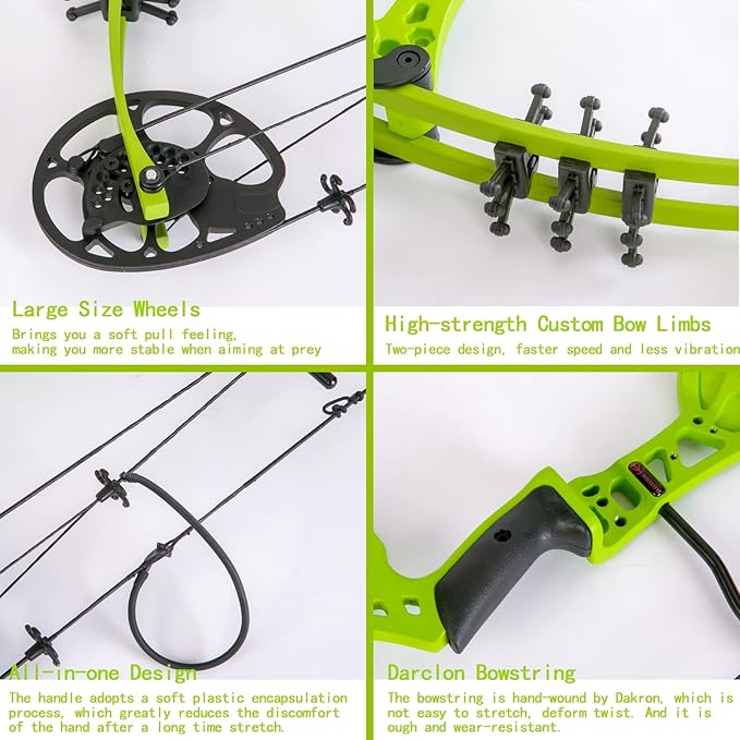Youth Compound Bow Set 15-45 Lbs for Teens and Beginner, Package with Archery Hunting Equipment, Max Speed 260fps, Adjustable, Right Hand