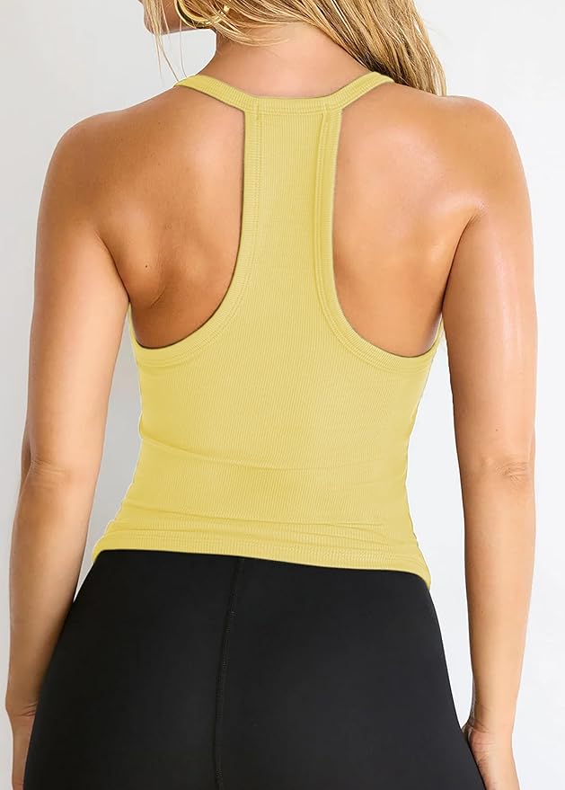 iGENJUN Workout Tops for Women Racerback Basic Tank Summer 2025 Camisole V Neck Slim Fit Ribbed Sleeveless-FlexoryFit