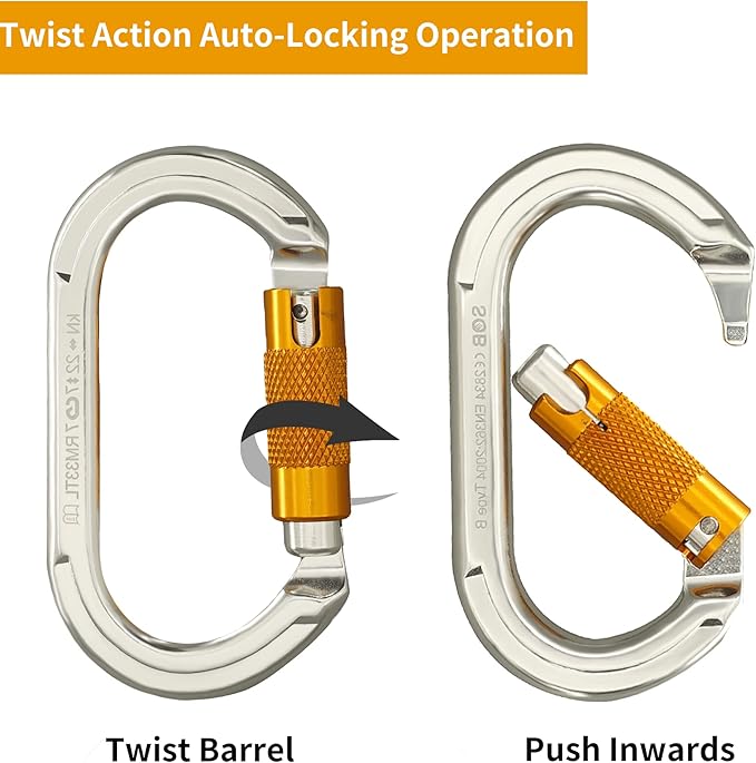 SOB Auto Locking Climbing Carabiner Clips,Heavy Duty Asymmetrical Carabiner Connector Used for Rappelling Gear Rescue Outdoor Projects Dog Leash