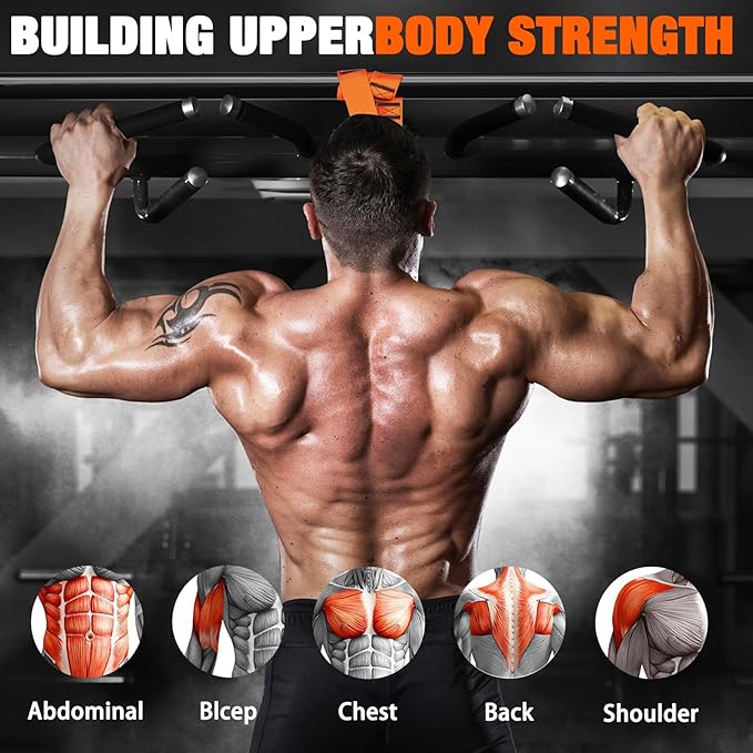 Pull Up Assistance Bands,Up to 300 lbs Assistance,Adjustable Heavy Duty 4 Resistance Bands for Pull up, with Feet/Knee Rest, Handle and Door Anchor for Home Gym Fitness Exercise Strength Training-FlexoryFit