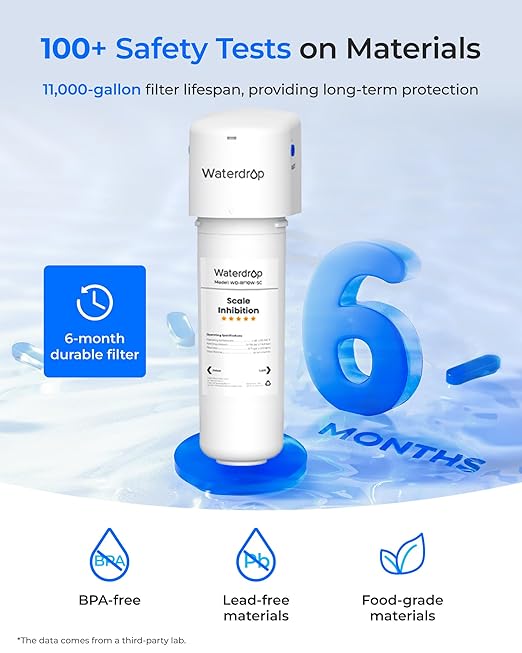 Waterdrop 10UE-SC Under Sink Water Filter for Instant Hot and Cold Water Dispenser System, Anti-Scaling, Reduces PFAS, PFOA/PFOS, Lead, Chlorine, Bad Taste & Odor, 11000 Gallons
