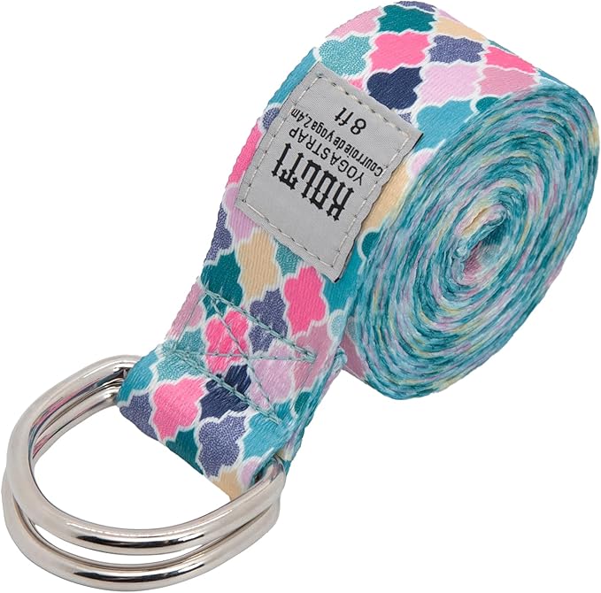 Yoga Exercise Adjustable Straps 8FT with Durable D-Ring for Pilates & Gym Workouts | Hold Poses, Stretch, Improve Flexibility & Maintain Balance-FlexoryFit