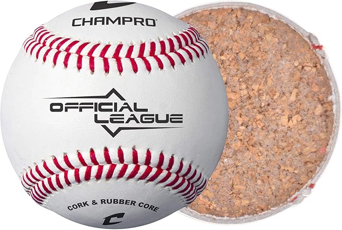 CHAMPRO CBB-90 Durahide Cover Baseballs in a Black Bucket – 30 Balls and one Rods Can Sleeve Included