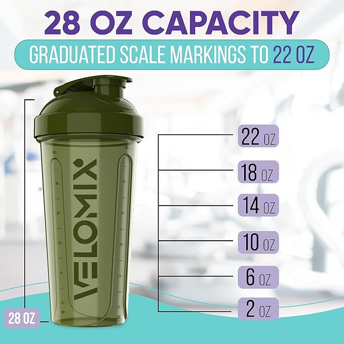 '-2 Pack- 28 oz Protein Shaker Bottles for Protein Mixes - 2x Wire Whisk | Leak Proof Shaker Cups for Protein Shakes | Protein Shaker Bottle Pack | Shakers for Protein Shakes-Green&Black-FlexoryFit