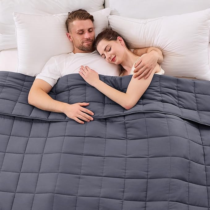 yescool Weighted Blanket for Adults (25 lbs, 88โ x 104โ, Grey) Cooling Heavy Blanket for Sleeping Perfect for 240-260 lbs, King Size Breathable Blanket with Premium Glass Bead