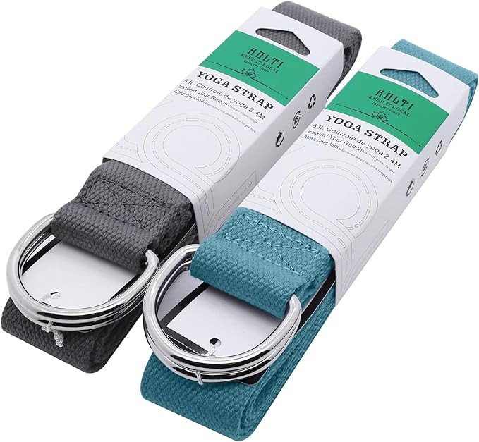Yoga Exercise Adjustable Straps 8FT with Durable D-Ring for Pilates & Gym Workouts | Hold Poses, Stretch, Improve Flexibility & Maintain Balance-FlexoryFit