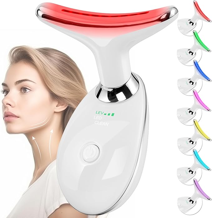 Facial Massager Red-Light-Therapy-for-Face and Neck, Face ๐ฒ culpting Wand with 7 Color (Light White)