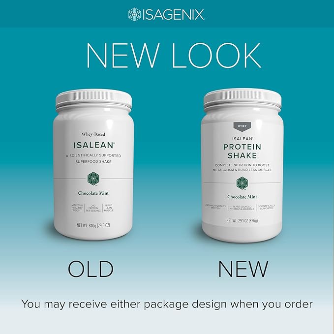IsaLean Protein Shake - Complete Superfood Meal Replacement for Maintaining Healthy Weight and Lean Muscle Growth with 24 Vitamins and Minerals - 29.1 oz - 14 Meal Canister (Chocolate Mint) - Canister-FlexoryFit