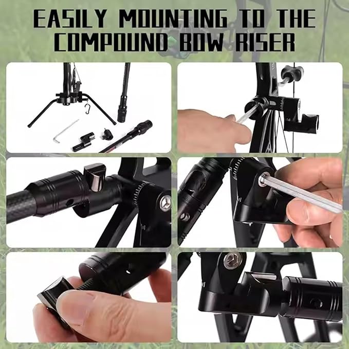 Single Side Adjustable V Bar Mount, Archery Stabilizers Bow Stabilizer Quick Disconnect Rod for Compound Bow, Single Sidebar Back Bar Stabilizer Mount