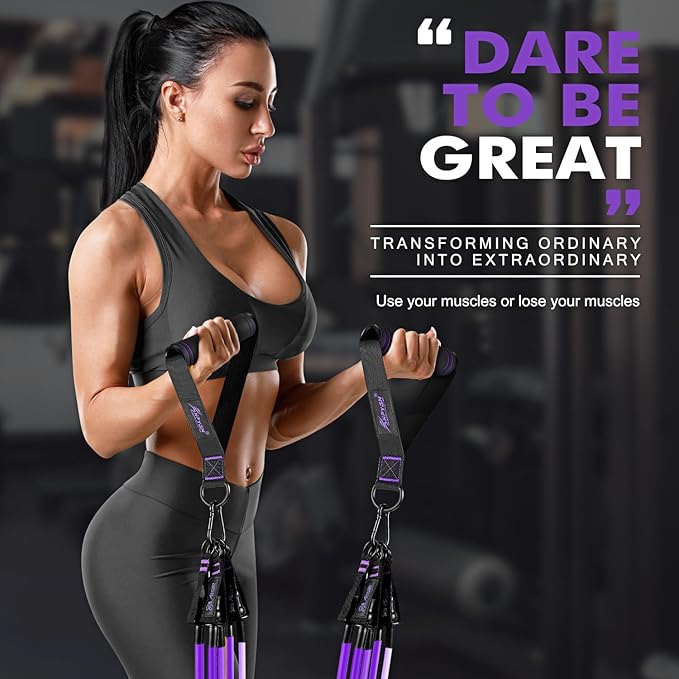 HPYGN Resistance Bands, Exercise Bands with Handles, Fitness Bands, Workout Bands with Door Anchor and Ankle Straps, for Heavy Resistance Training, Physical Therapy, Shape Body, Yoga, Home Workout Set-FlexoryFit