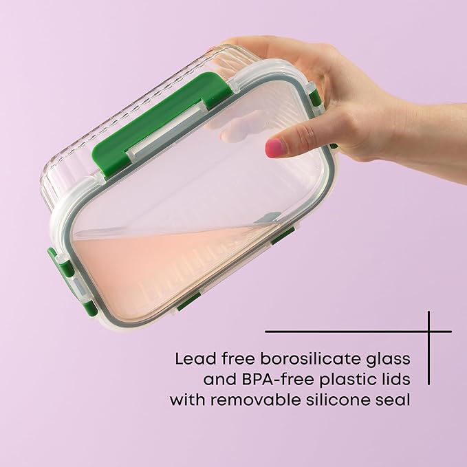 JoyJolt 24pc Borosilicate Glass Storage Containers with Lids | 12 Airtight/Freezer Safe Food Storage Containers for Pantry and Kitchen | Meal Prep Container for Lunch | Glass Tupperware Set-FlexoryFit
