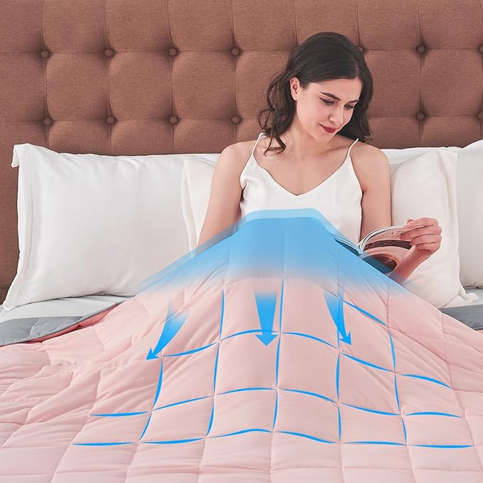 King Size Weighted Blanket for Adults (20 lbs, 80โ x 87โ, Pink Grey) Cooling Heavy Blanket for Sleeping Perfect for 190-210 lbs, Breathable Blanket for Adults & Couple All Season, Machine Washable