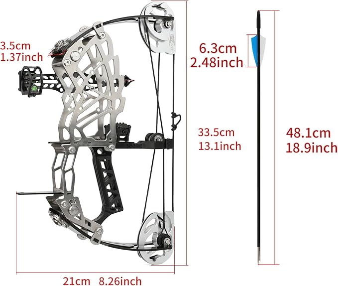 Short Axle Compound Bow Hunting Package Adjustable Draw Weight 15-32 Lbs No Bow Press Needed Includes 8 Carbon Arrows, Wrist Release & Sight Left/Right Hand (Short Shaft Type 1)