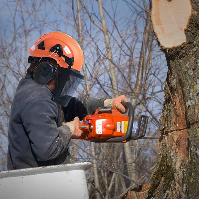 TOOLIOM Chainsaw Helmet with Face Shield and Ear Muffs, Forestry Safety Helmet, ANSI Z89.1 Certified Arborist Helmet, Chainsaw Safety Equipment