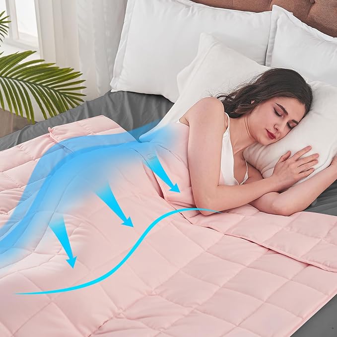 yescool Weighted Blanket for Adults (25 lbs, 88โ x 104โ, Pink) Cooling Heavy Blanket for Sleeping Perfect for 240-260 lbs, King Size Breathable Blanket with Premium Glass Bead