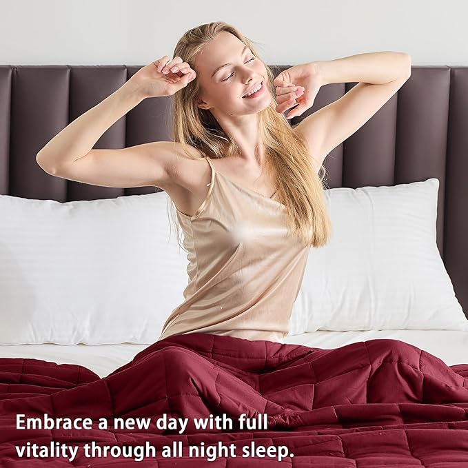 King Size Weighted Blanket for Adults (30 lbs, 80โ x 87โ, Red Grey) Cooling Heavy Blanket for Sleeping Perfect for 290-310 lbs, Breathable Blanket for Adults & Couple All Season, Machine Washable