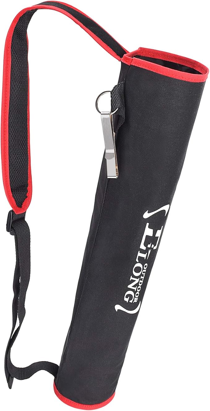 YLS Archery Hip and Back Quiver for Arrows - Black Arrow Quiver for Kids and Adults - Adjustable Arrow Holder with a Padded Strap and Belt Clip - Archery Accessories for Field and Practice
