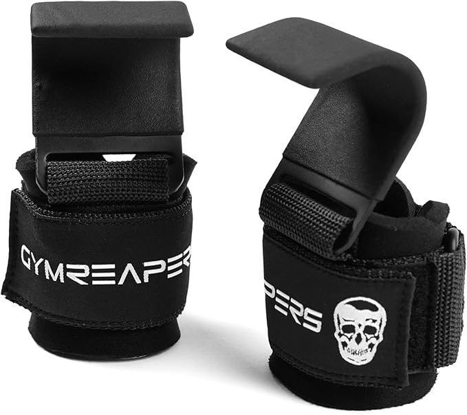Gymreapers Weight Lifting Hooks (Pair), Heavy Duty Power Wrist Straps Hand Grip Support For Deadlifts, Pull Ups, Shrugs - Gym Gloves For Men and Women-FlexoryFit