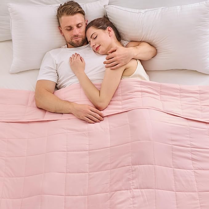 yescool King Size Weighted Blanket for Adults (25 lbs, 80โ x 87โ, Pink) Cooling Heavy Blanket for Sleeping Perfect for 240-260 lbs, Breathable Blanket for Adults & Couple All Season, Machine Washable