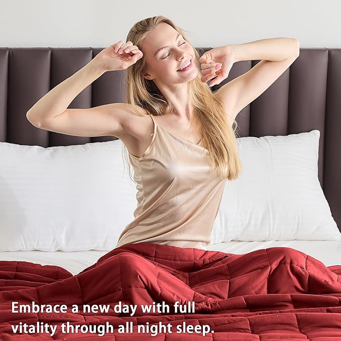 King Size Weighted Blanket for Adults (30 lbs, 80โ x 87โ, Red) Cooling Heavy Blanket for Sleeping Perfect for 290-310 lbs, Breathable Blanket for Adults & Couple All Season, Machine Washable