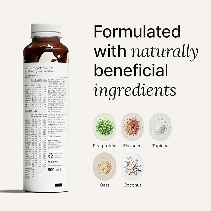 Huel Ready-to-Drink | Chocolate Meal Replacement Drink | High Protein Drink | Nutritionally Complete, Low Sugar, High Fiber, Plant Based, Vegan, Healthy | 20g Protein Per Bottle | 16.9 Fl Oz (12 Pack)-FlexoryFit