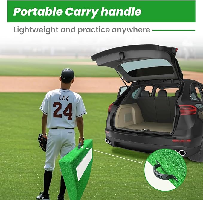 4" Pitching Mound, Baseball Pitcher's Mound with Carry Handle and Regulation Pitching Rubber, Baseball Pitching Training Equipment 30x30x4 Inch for Indoor and Outdoor-FlexoryFit