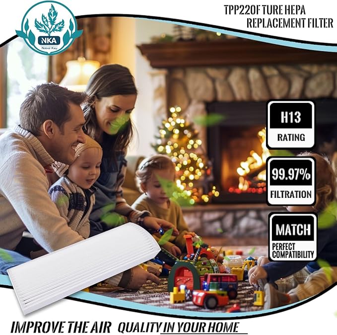 TPP220F True HEPA Air Filter Replacement Compatible with Air Purifier Models TPP220, TPP220F, TPP220H & TPP220M - 12.2” x 4.1” x 1.3”,4-Stage Filtration with Activated Carbon (1 Pack