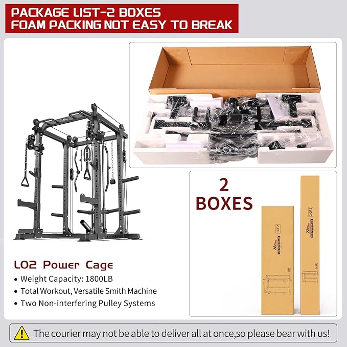 Power Cage,1600lbs Multi-Function Power Rack with Adjustable Cable Crossover System and More Training Attachment, Weight Cage for Home Gym-FlexoryFit