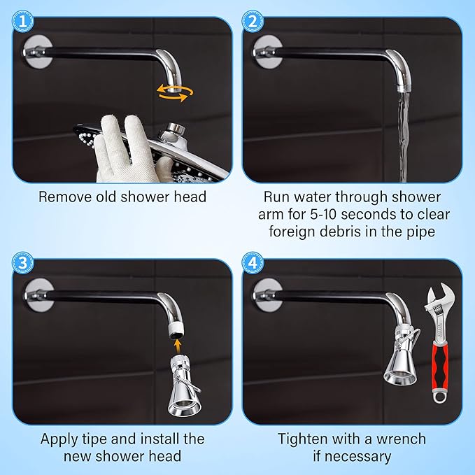 Enhon 2 Setting Pivoting Single Spray Shower Head with Shut Off Valve, Replacement for 52650-PK Compatible with Delta Shower, 2.5 GPM Brass Water Saving Shower Head 1 5/8" Diameter Spray Face(2 Pack)