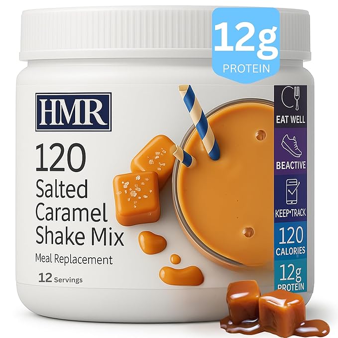 HMR 120 Shake Meal Replacement Powder | Salted Caramel Shake Mix to Support Healthy Weight Loss | 12g of Protein | Nutritional Drink | Low Calorie Food | 12 Servings-FlexoryFit