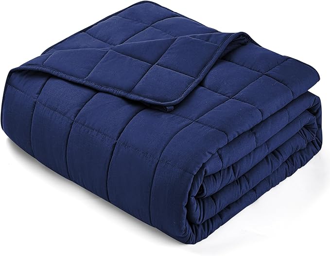 yescool Weighted Blanket for Adults (25 lbs, 88โ x 104โ, Blue) Cooling Heavy Blanket for Sleeping Perfect for 240-260 lbs, King Size Breathable Blanket with Premium Glass Bead