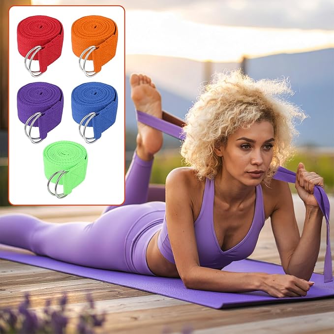 10 Pcs Yoga Strap for Stretching Bulk 6ft Exercise Stretch Band with Metal D Ring Adjustable Pilates Non Elastic Yoga Stretch Belt for Women Men Physical Fitness Gym Workout Dance-FlexoryFit
