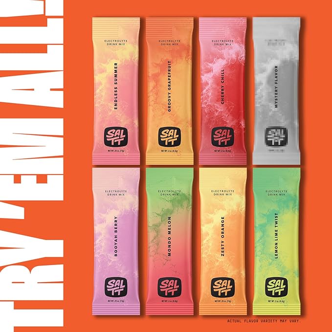 Keto Chow SALTT Electrolytes Powder Packets, Fruit Variety Pack (30 Packets) - Magnesium, Potassium, Sodium, Trace Minerals - Vegan, Sugar Free, Gluten Free - Travel Essentials - Made in USA-FlexoryFit