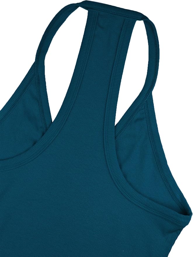 iGENJUN Workout Tops for Women Racerback Basic Tank Summer 2025 Camisole V Neck Slim Fit Ribbed Sleeveless-FlexoryFit