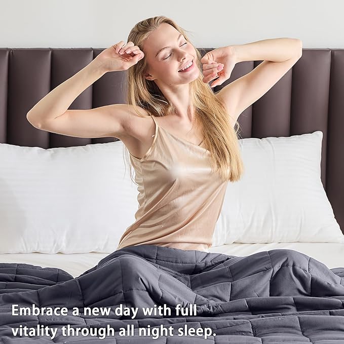 King Size Weighted Blanket for Adults (20 lbs, 80โ x 87โ, Grey& Black) Cooling Heavy Blanket for Sleeping Perfect for 190-210 lbs, Breathable Blanket for Adults & Couple All Season, Machine Washable