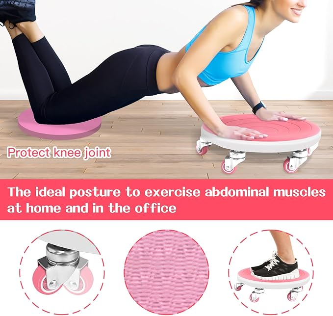 6 Caster Ab Roller, Ab Exercise Equipment with Knee Pads, Ab Roller Wheel for Core Exercise, Abdominal Strength Training for Home Gym, 360° Silent Ab Workout Equipment-FlexoryFit