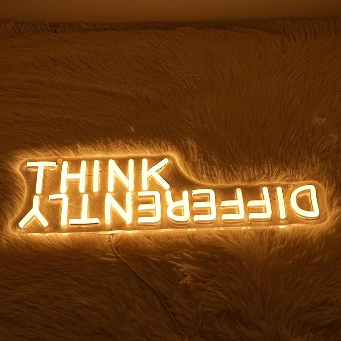 Think Differently Neon Sign for Wall Decor Letter Neon Light Classroom LED Neon Signs Classroom LED Neon Light for Classroom Office Study Room Library Bedroom Decoration