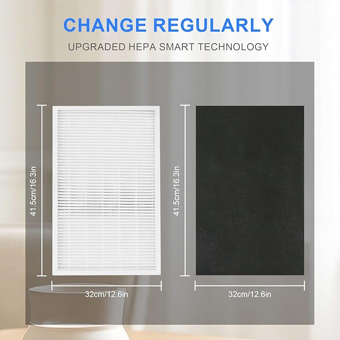 HPA300 HEPA Filter Replacement for Honeywell HPA300 Series Air Purifiers HPA300,Compatible HPA300/304/8350/300VP/3300b/5300 Series, 3 Filters and 6 Pre-cut Activated Carbon Filter (3 Pack)